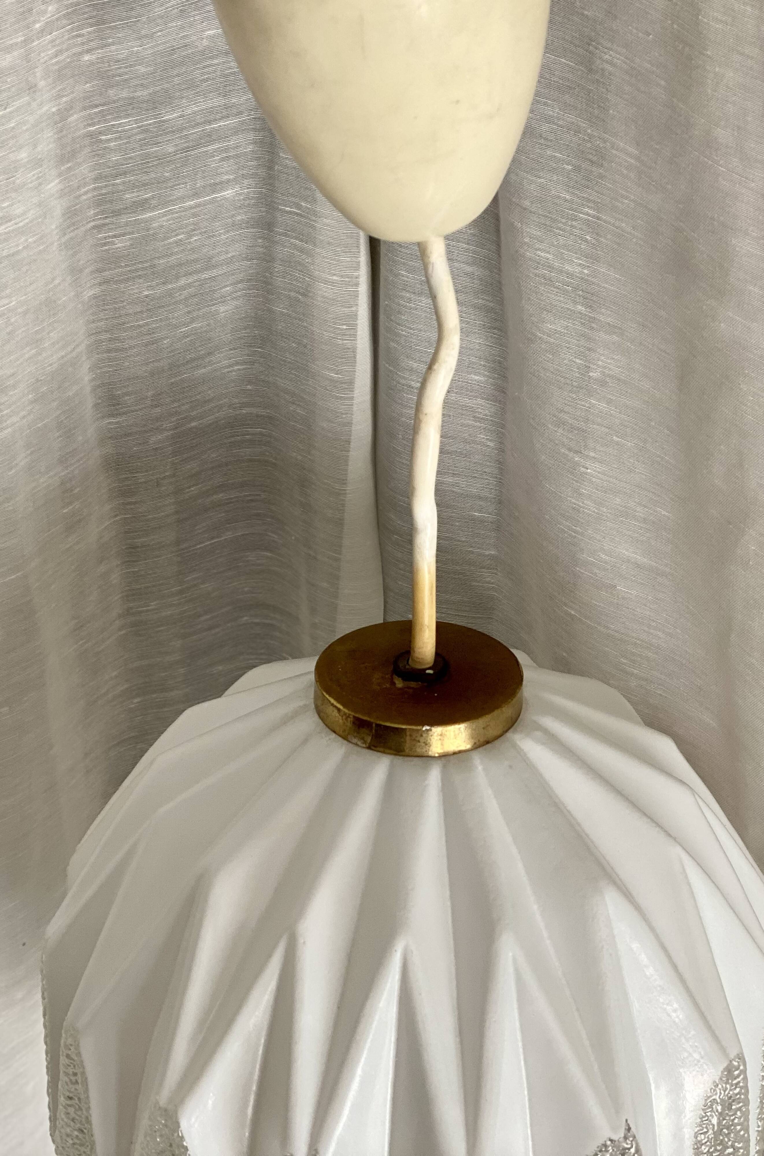 Vintage 1950s Bauhaus style modernist globe pendant light