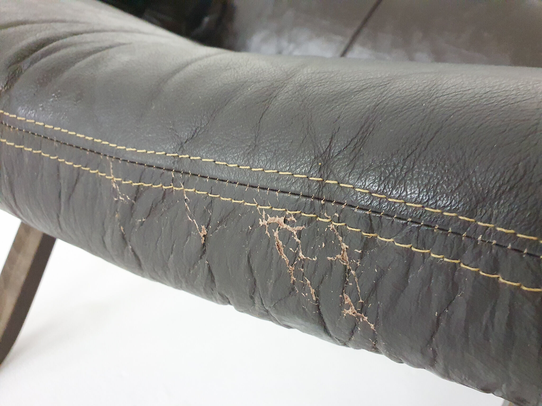 Brown leather two-seater sofa, Norway 1970's