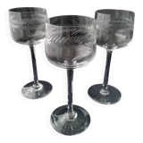 3 cut crystal white or rosé wine glasses
