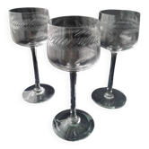 3 verres à vin blanc ou rosé en cristal taillé
