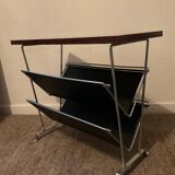 Vintage magazine rack with side table
