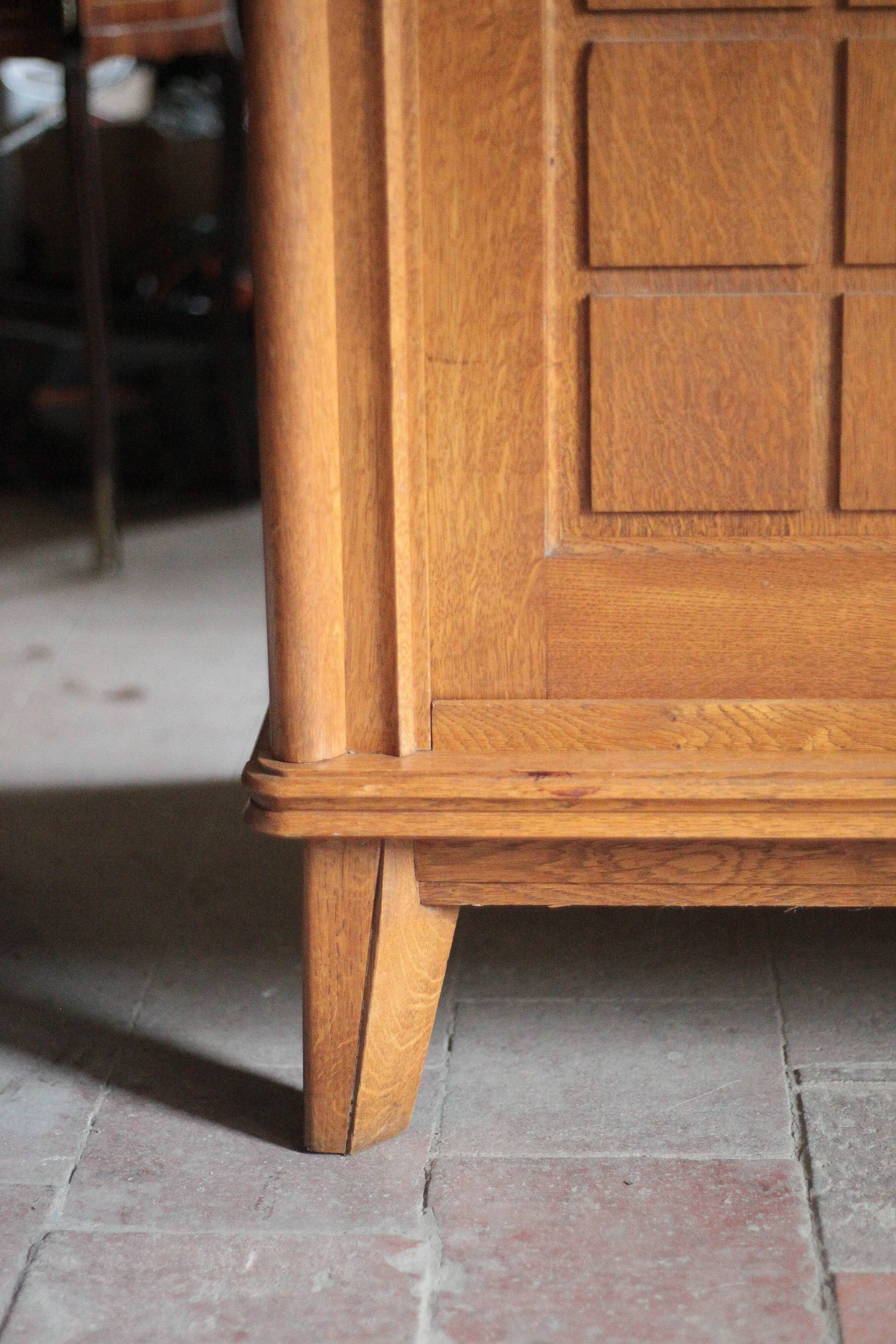 Vintage wooden wardrobe with sliding doors.