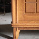 Vintage wooden wardrobe with sliding doors.