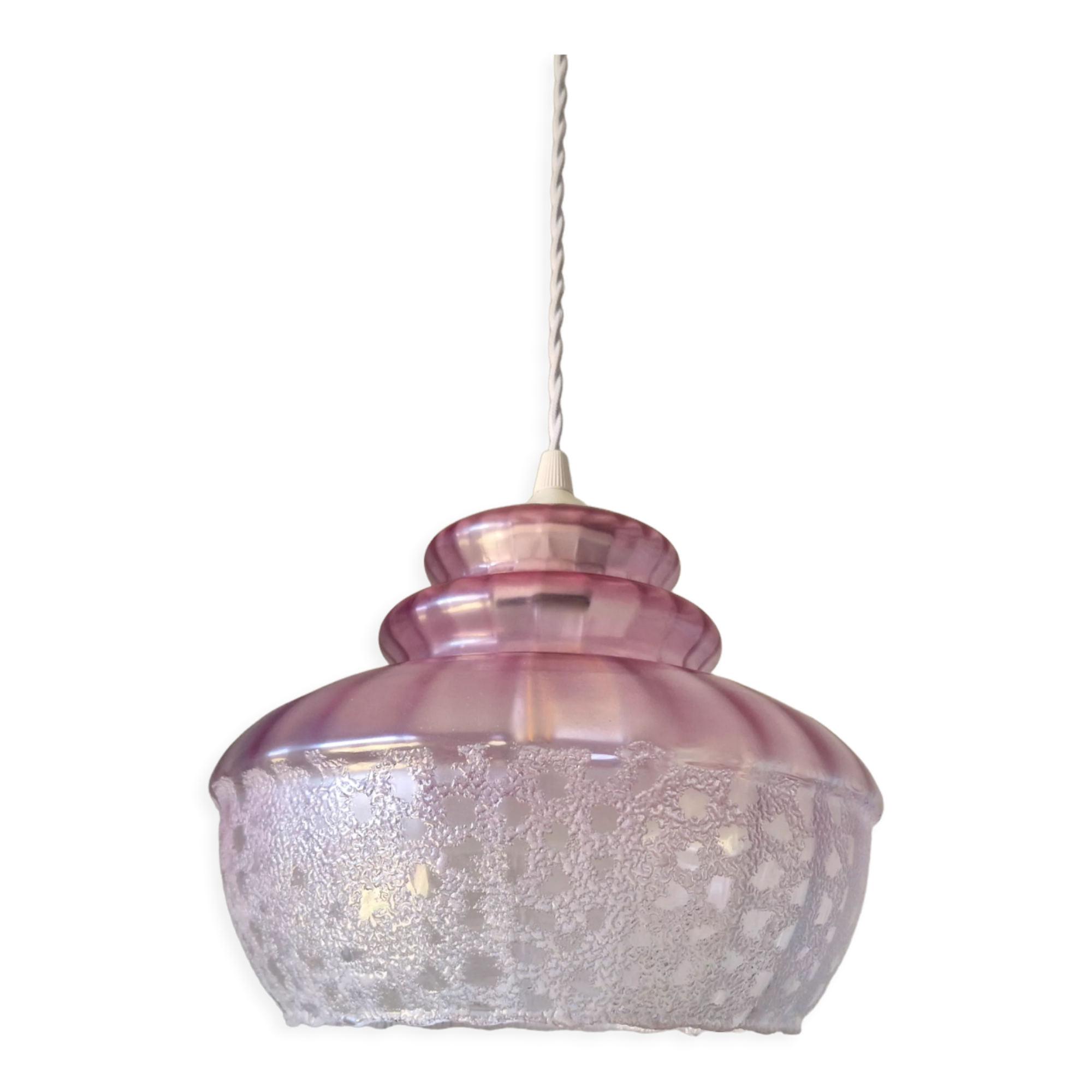 Vintage pendant lamp in pink glass