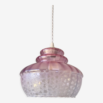 Vintage pendant lamp in pink glass