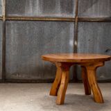 Table basse ronde en pin, Danemark 1960