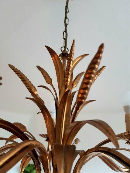 Hollywood Regency style ear of wheat chandelier, circa 1960