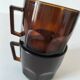 Ensemble 2 tasse vintage verre pressé