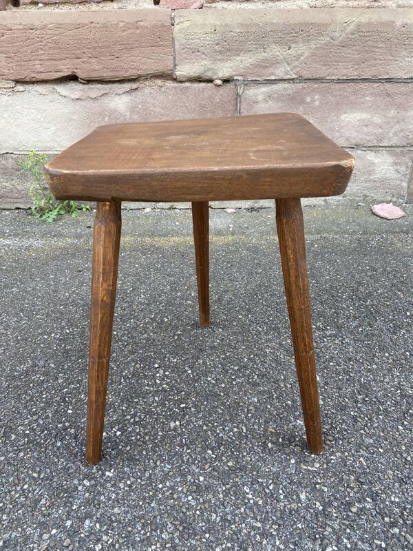 Tabouret ferme sapin bois tripode vintage