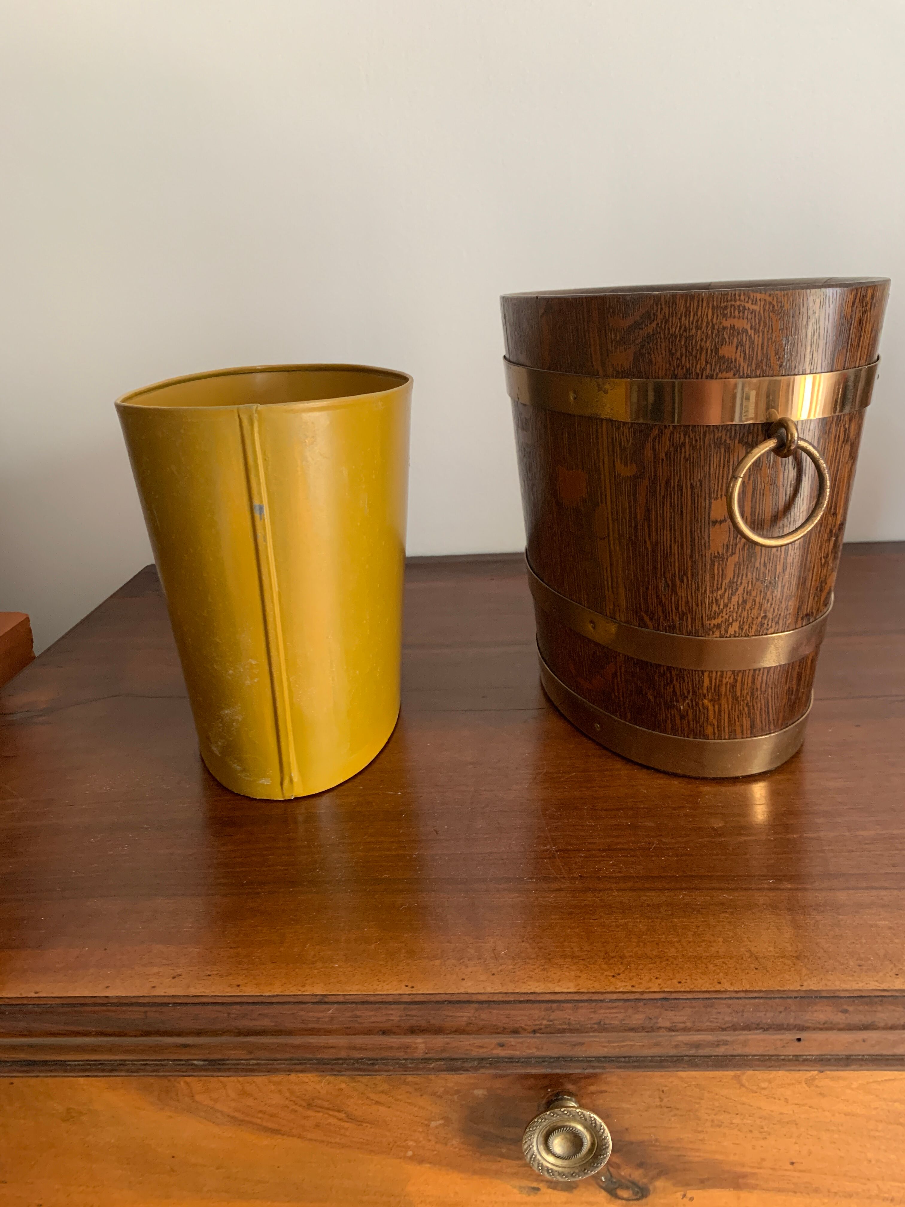 Oak and brass ice bucket Geraud Laffite Meilleur Ouvrier de France 1933