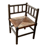 Chaise d'angle en bois perlé vintage
