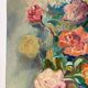 Roses, oil on panel signed Frigola 1965