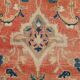 Vintage Turkish wool rug in terracotta beige with flowers, 10 × 13 feet.