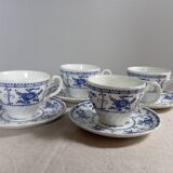 Set of 4 blue cups and saucers from Johnson Bros - England, 1970