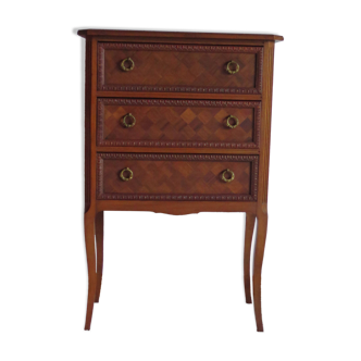 Louis XVI style chest of drawers with 3 drawers in oak