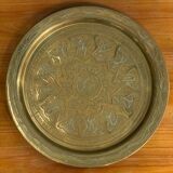 Oriental tea tray in copper or brass richly decorated 20th century