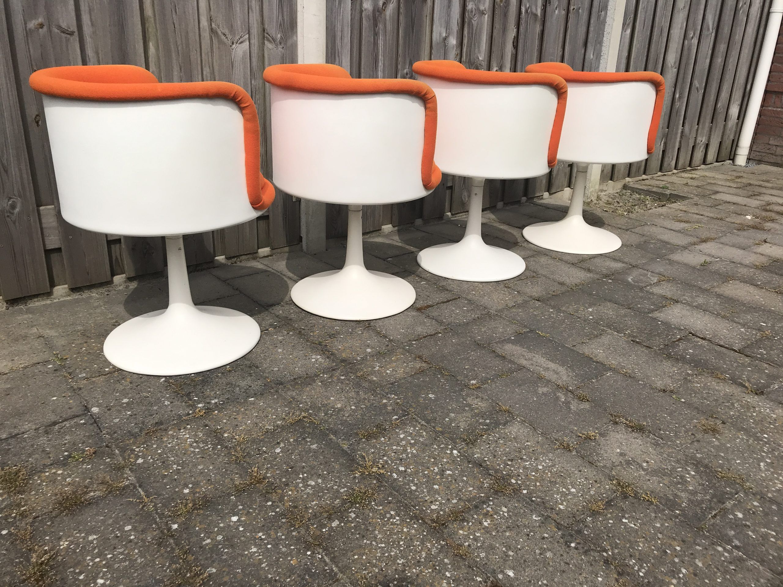 Fiberglass swivel dining chair by TopForm 1970s Netherlands, set of 4