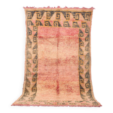 Tapis marocain vintage 157 x 274 cm - Couleur pêche - Fait main - Laine