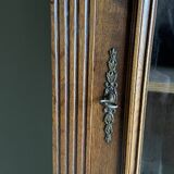 Antieke eiken houten boekenkast, vitrinekast, winkelkast, servieskast.
