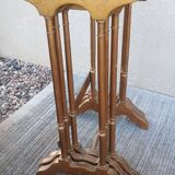 Sets of three nesting tables with painted landscape decorations in poplar.