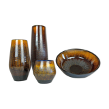 Mid-century modern set of 4 ceramic vases by Upsala-Ekeby "Fiamma" Sweden, 1960s.