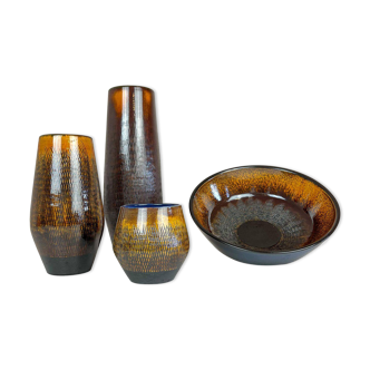 Mid-century modern set of 4 ceramic vases by Upsala-Ekeby "Fiamma" Sweden, 1960s.