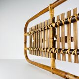 Bamboo and rattan coat rack in mid-century style attributed to Olaf Von Bohr, Italy, 1950s.