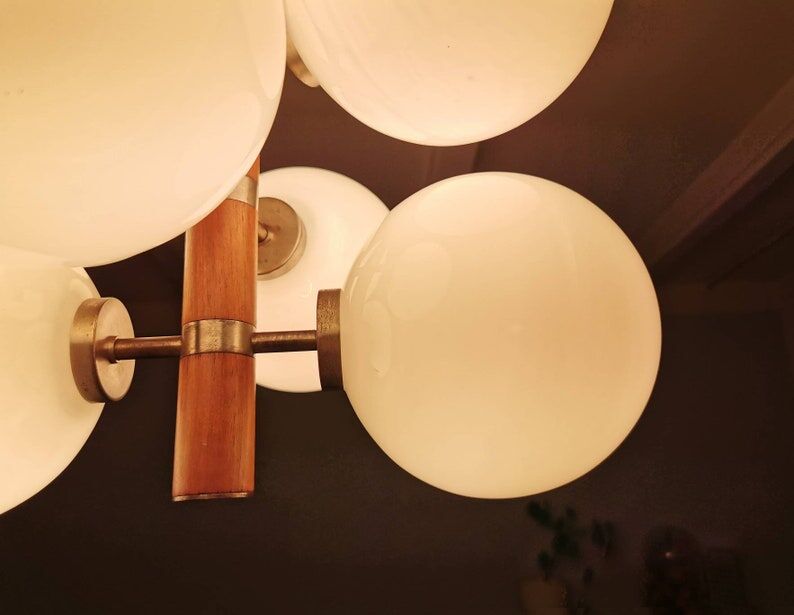 Chandelier 6 bulbs Temde Leuchten 1970s