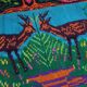 Vintage Romanian rug with deers, nature scenery on a floral background