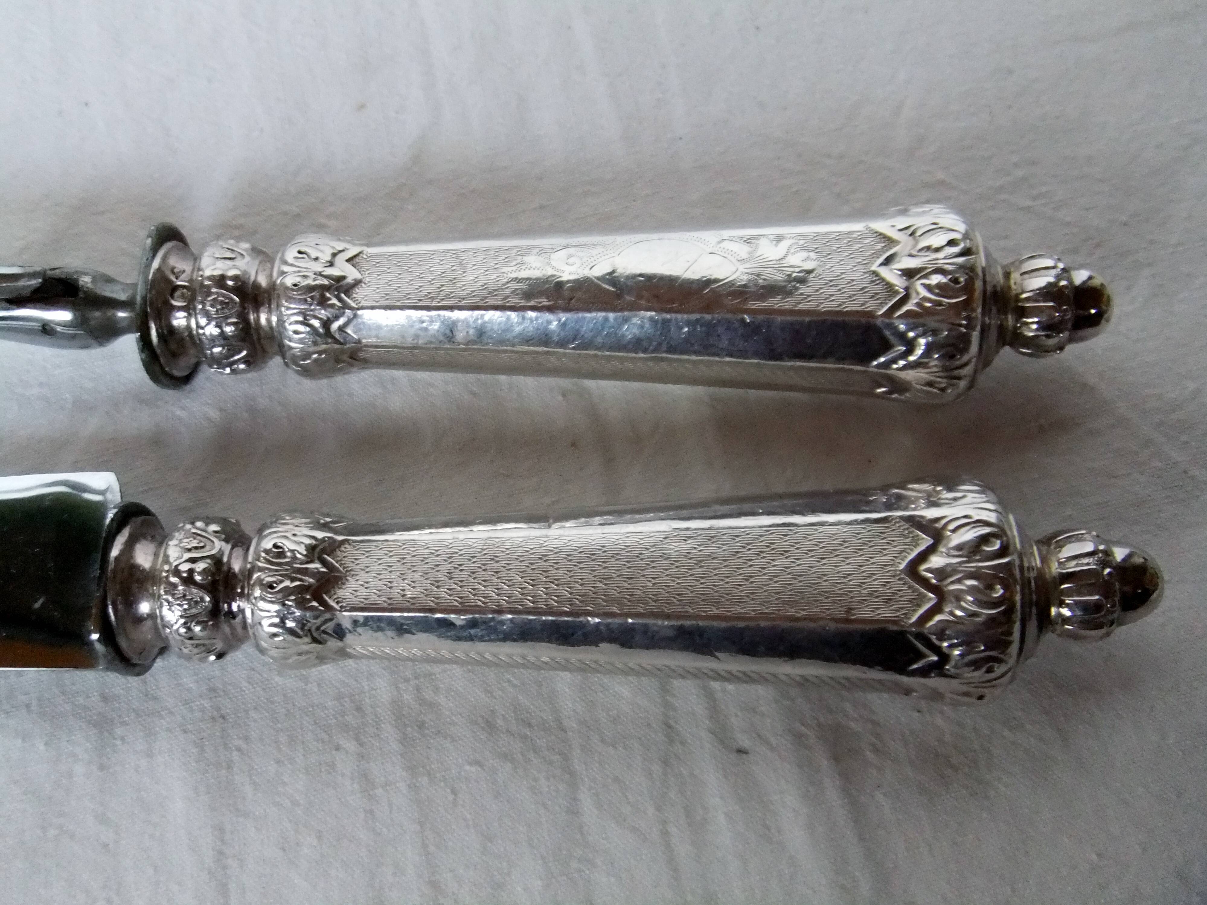 Leg service covered fork solid silver knife