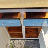 Blue formica: sideboard and folding table