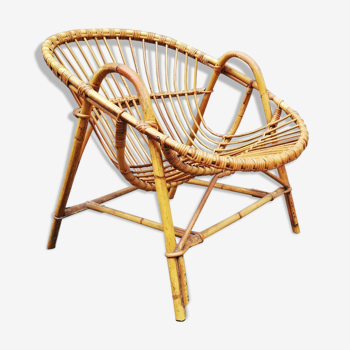 Adult-sized 60s rattan chair