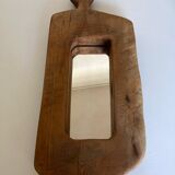 Mirror cubist shape in raw wood Formentera 1970