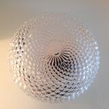 Round glass ceiling lamp diamond tips, vintage 60/70s