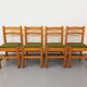Set of 4 vintage chairs in pine and khaki green bouclette fabric from the 70s