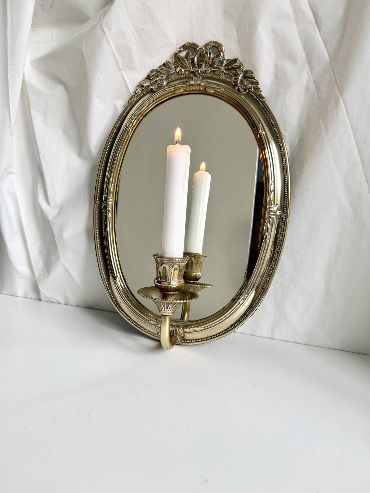 Grand porte-bougie mural vintage en miroir