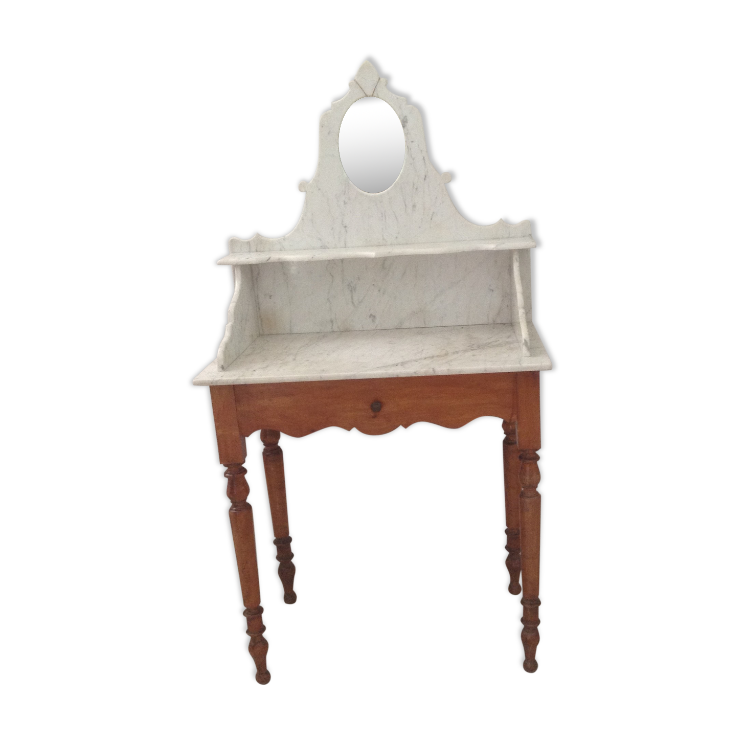 Coiffeuse Louis Philippe et son marbre avec miroir