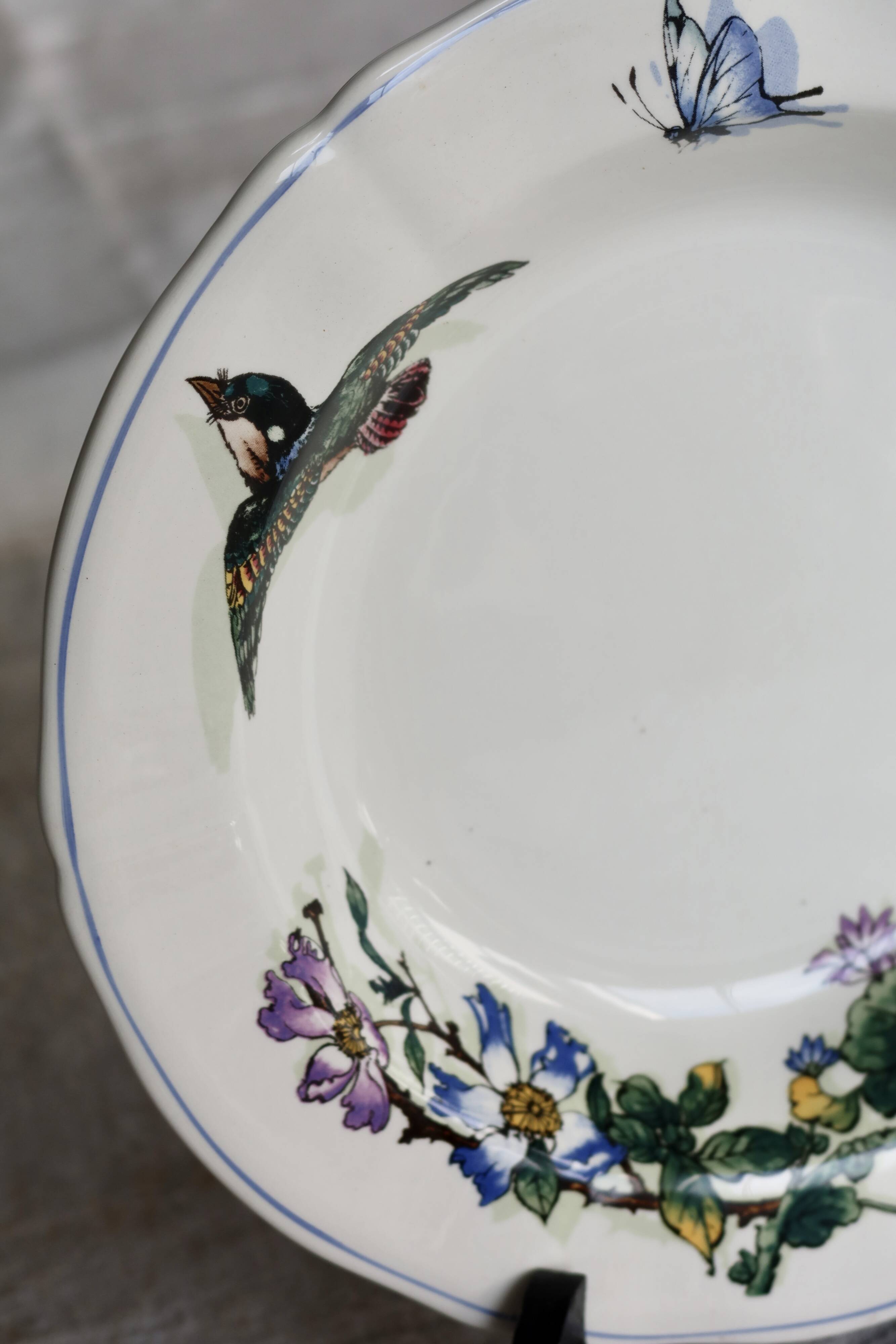 Gien porcelain soup plate from the "The Poet Bird" series