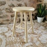 Vintage stool in cream white patinated wood