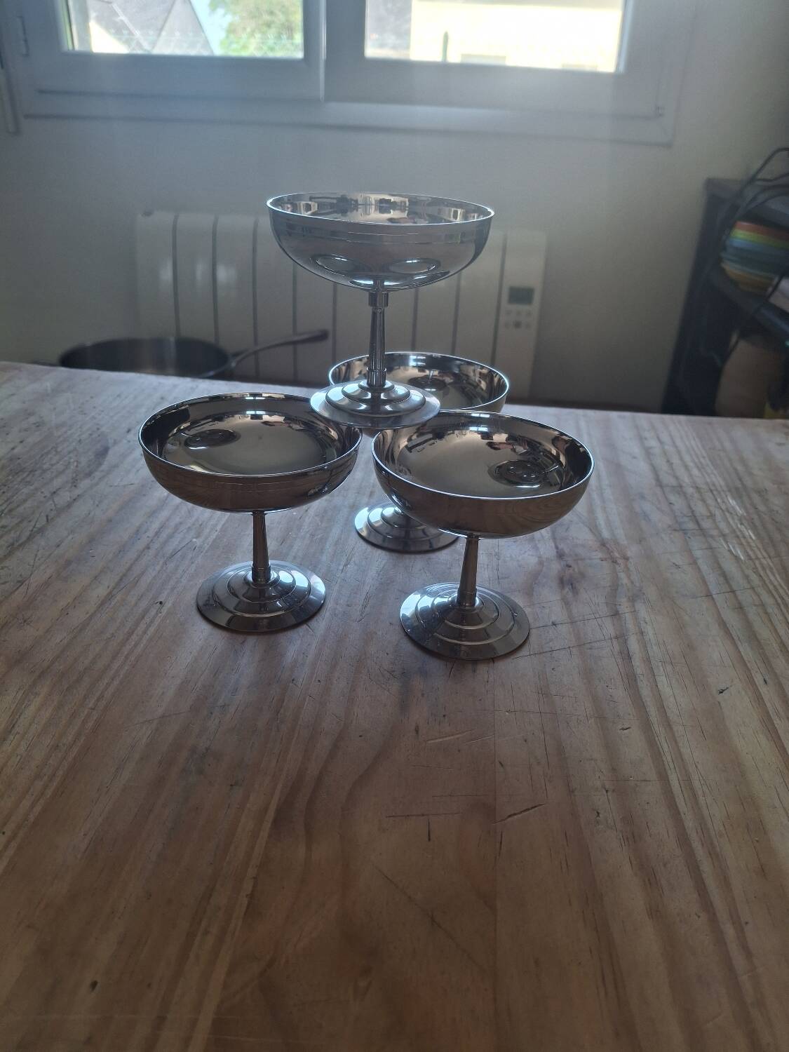 4 Stainless Steel Coupes Letang & Remy 18-10 – Elegant Vintage Style