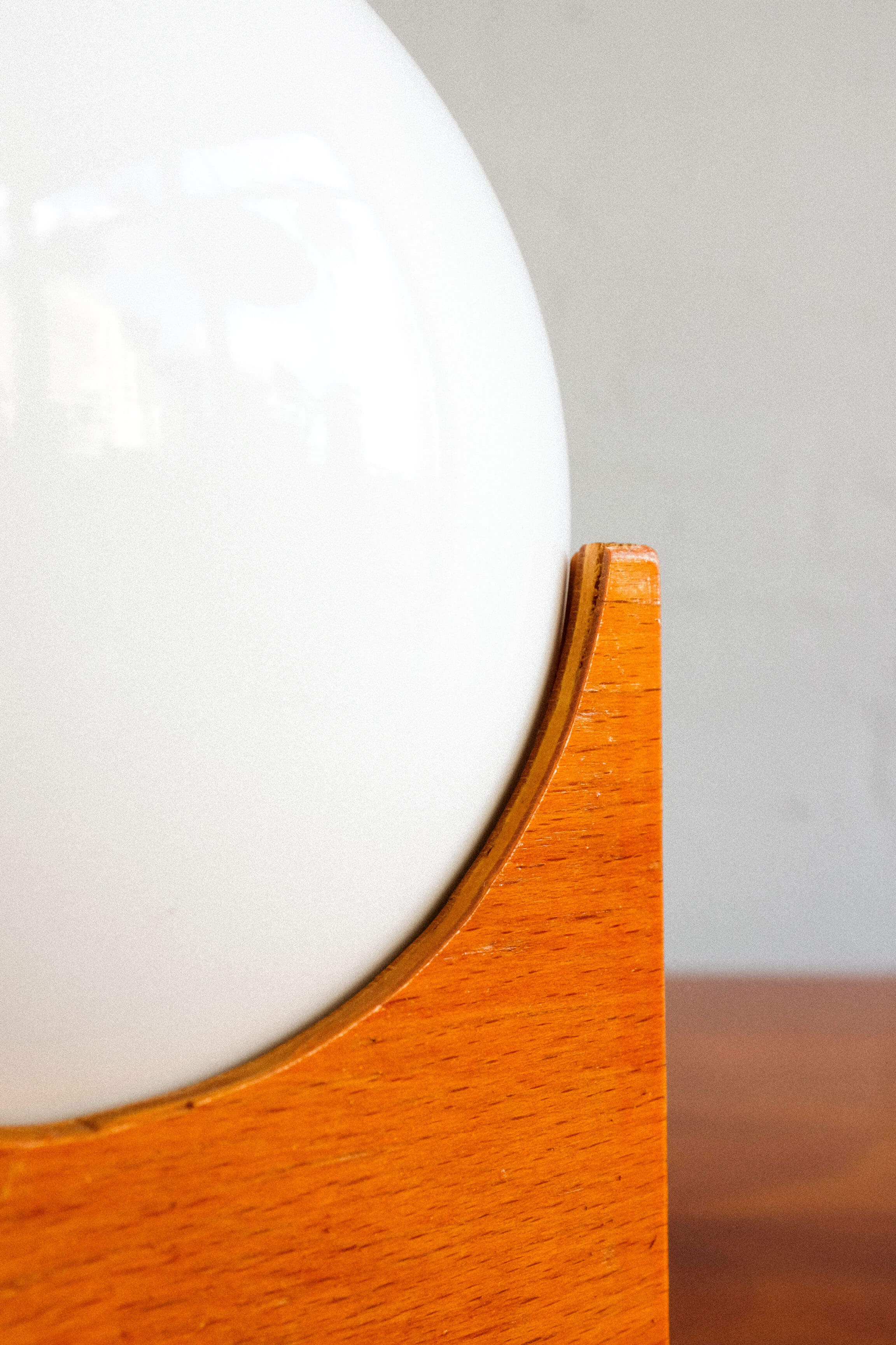 Small glass & wood table lamp, Czechoslovakia, 1960s