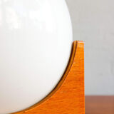 Small glass & wood table lamp, Czechoslovakia, 1960s