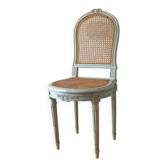 Patinated Louis XVI style cane chair