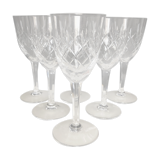 Set of six cut Lorraine crystal water glasses