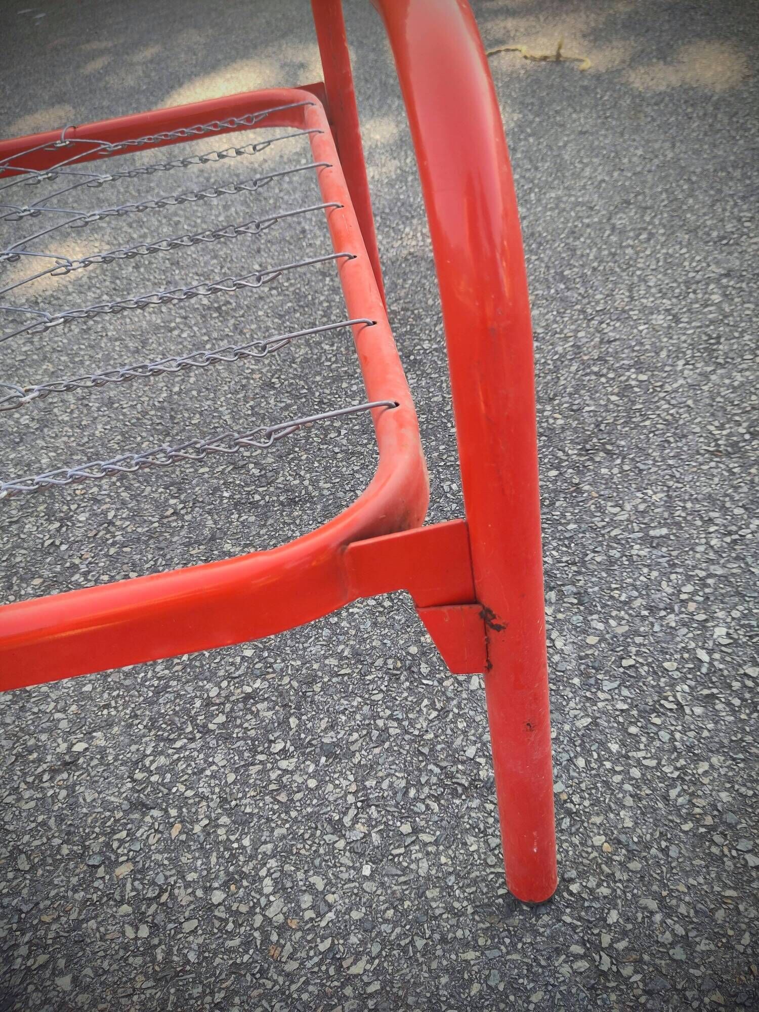 Red metal bed