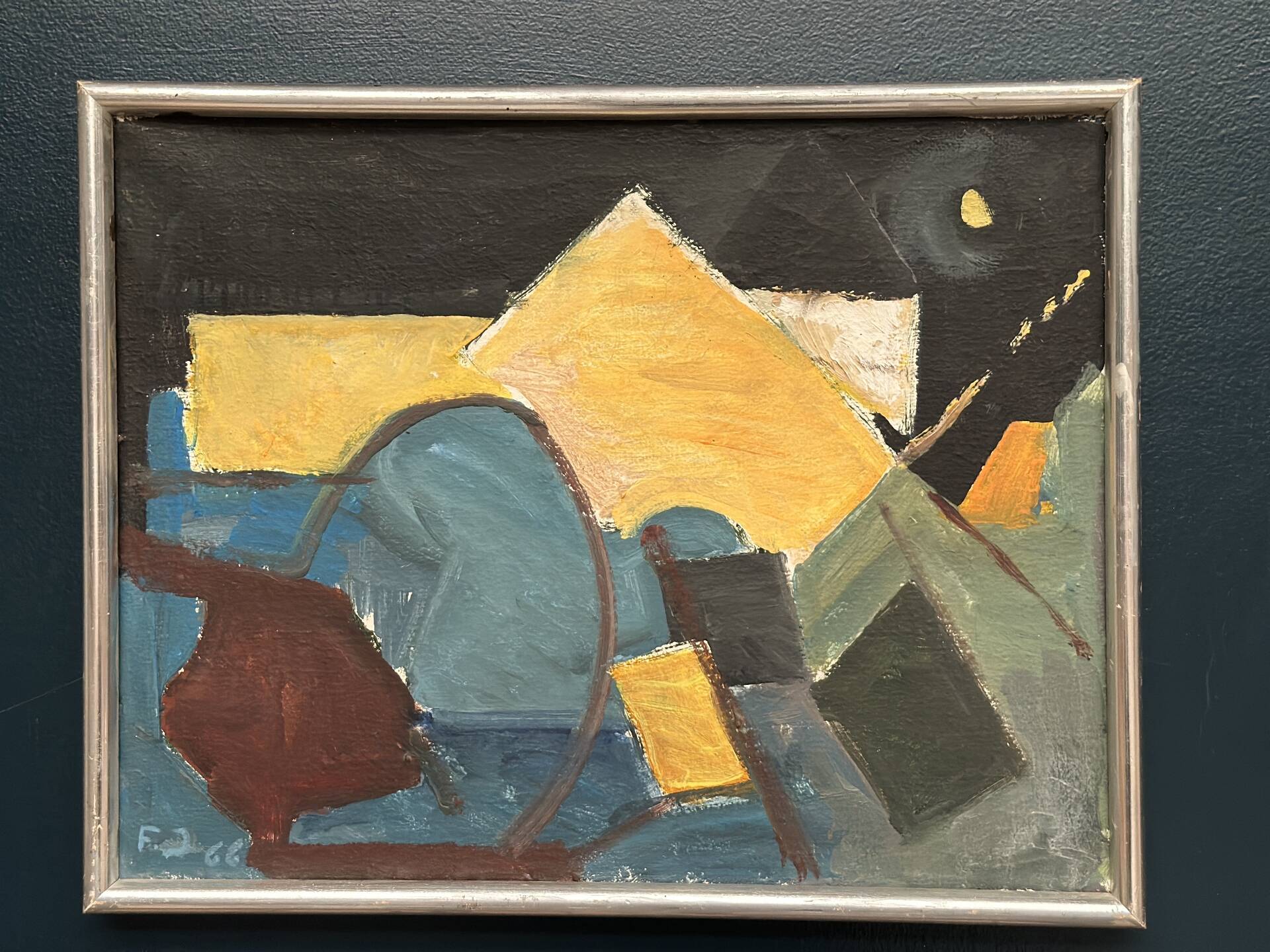 Swedish Oil on Canvas – “Abstract Composition” – Dated 1966 – Vintage