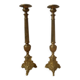 Pair of spades candlesticks candelabra candlesticks antique religious brass country decoration
