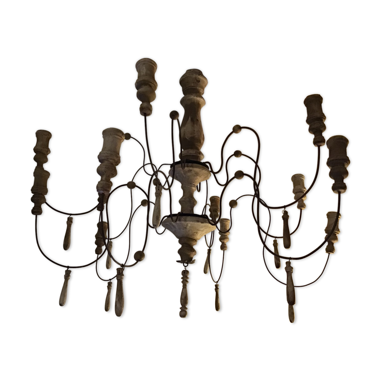 Wooden and iron suspension luster