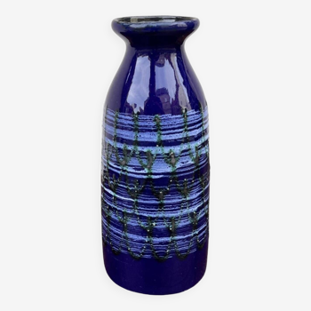 Strehla Keramik cobalt ceramic vase, Germany 1960s.