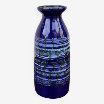Vase en céramique de cobalt Strehla Keramik, Allemagne années 1960.